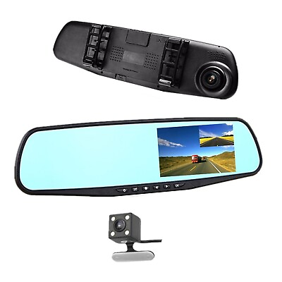 #ad Car DVR Rear View Mirror Video Recroder 4.3quot; inch Back Up Car Camera Dual Len... $46.64