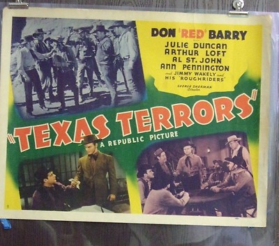 #ad Texas Terrors Original Single Sided Movie Poster 22x28 Don Red Barry Re Release $99.99