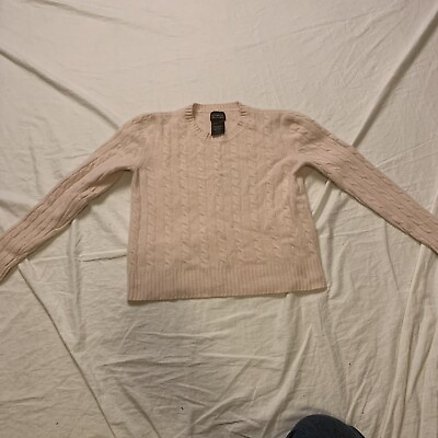 #ad Womens George 100% Cashmere Cable Knit Pullover Sweater Size S Pink $12.99