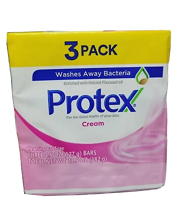 #ad 3 BARS of 4.5oz ea. PROTEX CREAM ANTIBACTERIAL SOAP CLEANSING BAR JABON PROTEX $17.99