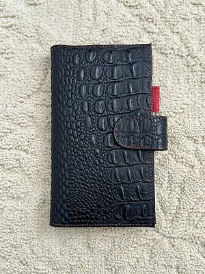 #ad Leather Slim Personal Size Blackamp;Red Organizer New C $35.00