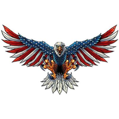 #ad 29 x 18 in. Eagle with US Flag Wing Spread Plasma Metal Sign $62.44