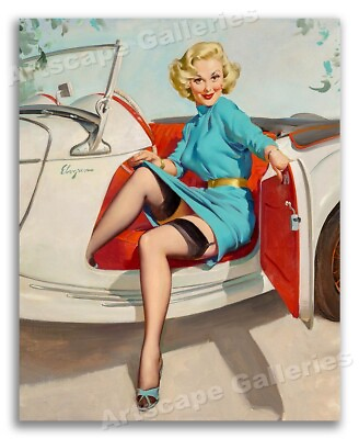 #ad quot;Let#x27;s Goquot; 1950s Vintage Era Elvgren Pin Up Auto Art Print 8.5x11 $8.95