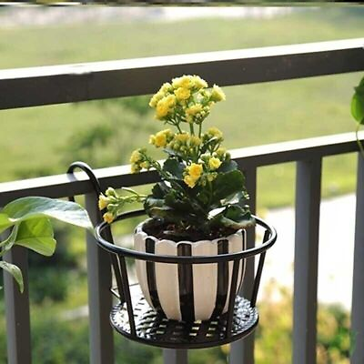 #ad Hanging Planter Pots Garden Plant Fence Balcony Railing Wall Mounted Basket $9.58