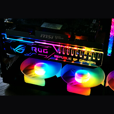 #ad RGB Graphics Card Bracket GPU Stand LED Sync Lights Acrylic Fix Video Cards Q8J9 $13.15