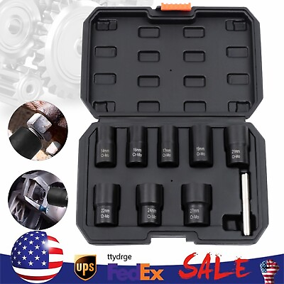 #ad 8 Pcs Wheel Lug Nut Remover Remove Damaged Locked Nuts Bolts Extractor Tools NEW $38.90