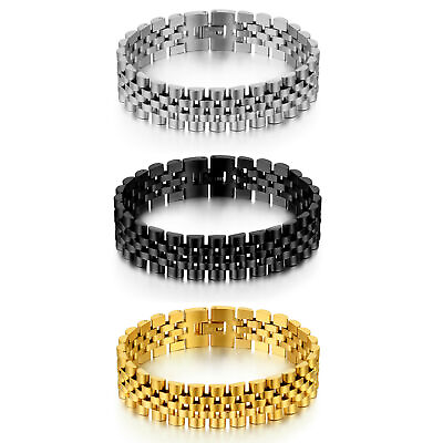 #ad Stainless Steel Mesh Link Chain Bracelet Bangle Mens Father#x27;s Day Jewelry Gift $12.87