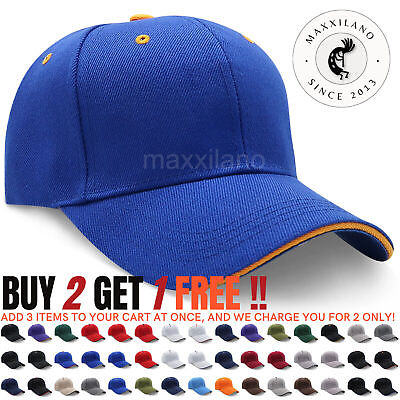 #ad Baseball Caps Plain Sports Cap Adjustable Visor Hat Polo Style Men Trucker Hats $7.95
