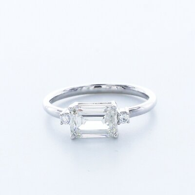#ad 1.7 CT Lab Created Diamond D VVS1 Emerald Cut 14K White Gold Classic Accent Ring $2320.50