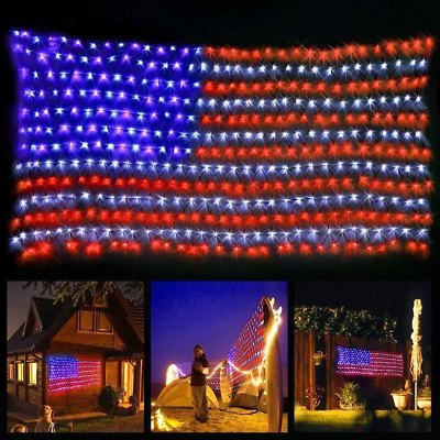 #ad American Flag Patriotic Lights Super Larger amp; Safer Outdoor Lighted USA Light $48.15
