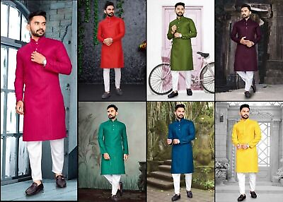 #ad Indian Pure Cotton Kurta Pajama For Men’s Wedding Wear Fancy Kurta Pajama 16 PJ1 $25.99