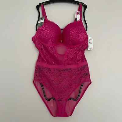 #ad Daisy Fuentes Push Up Lace amp; Mesh Teddy DF2348 Pink NEW w TAGS $26.99