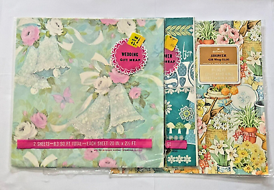 #ad Lot Of 3 Vintage Wrapping Paper Very Iconic Excellent Condition Please Read $20.00