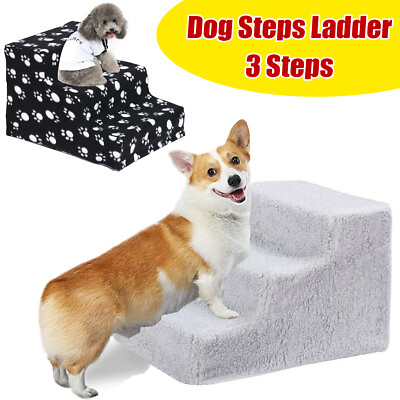 #ad Dog Steps Ladder 3 Steps Pet Stair Step for Bed with Washable Removable Cover US $25.99