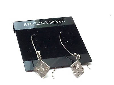 #ad Vintage Sterling Earrings Tested Artisan Bug Flower Imprint Silver NO OFFERS $10.00