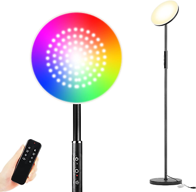 #ad RGBCW LED Floor Lamp Upgraded 24W Super Bright Color Changing Sky Torchiere Flo $88.99