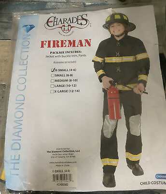 #ad ⚡️Child Black Junior Firefighter Costume XS 4 6 $36.99