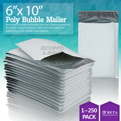 #ad #0 6x10 6x9 Poly Bubble Mailer Padded Envelope Shipping Bag 2550100250 Pcs $15.90