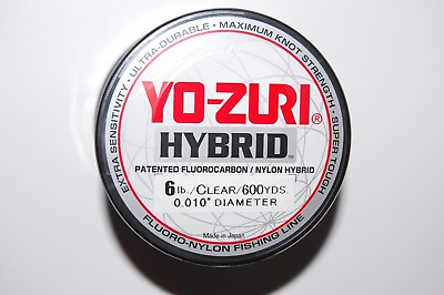 #ad yo zuri fluorocarbon nylon hybrid 6lb lo vis clear 600yds spool fishing line $14.95
