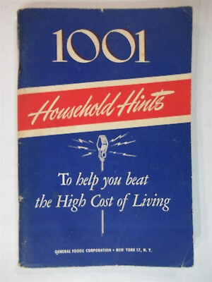 #ad 1948 General Foods 1001 HOUSEHOLD HINTS to beat high cost of living promo $9.99