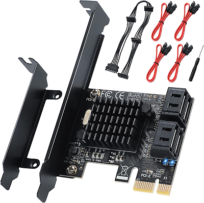 #ad PCI E X1 to SATA 3.0 Controller Card 4 Port SATA III 6Gbps Expansion Cards Sup $40.61