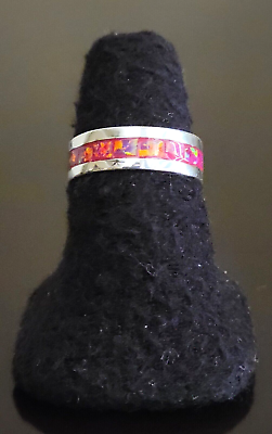 #ad Erick#x27;s Sterling Pink Opal Band Taxco.925. Size 7 $38.00
