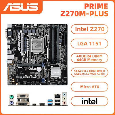 #ad ASUS PRIME Z270M PLUS Motherboard M ATX Intel Z270 LGA1151 DDR4 SATA3 HDMI BOX $101.00