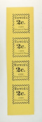 #ad US LOCAL STAMPS WARWICK#x27;S CITY DISPATCH POST 2C NY HUSSEY REPRINT TYPE 2 1864 $90.19