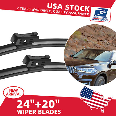 #ad Front Windshield Wiper Blades Pair of 24quot;20quot; All Season For BMW X5 BMW X6 Black $12.59