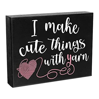 #ad JennyGems Yarn Lovers Gifts Yarn Sign Craft Decor I Make Cute Things With Yarn $19.99