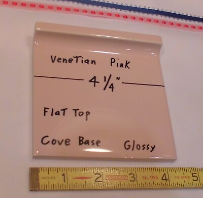 #ad 1 pc. Ceramic Cove Base Tile *Venetian Pink* 4 1 4quot; New Old Stock flat top $9.77