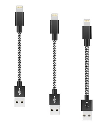 #ad 5 Inch iPhone Charger MFi Certified Cable Braided Short Cord for iPad 3 Pack $9.99
