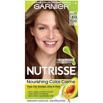 #ad Garnier Nutrisse Nourishing Hair Color Creme 613 Light Nude Brown $22.99