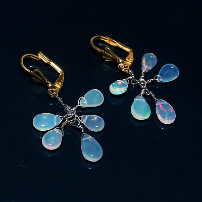 #ad Ethiopian Opal Earring Gemstone Opal Earring Silver 925 Sterling Earring $55.70