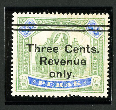 #ad Perak Stamps # 67 VF Unused Overprint Rarity Revenue Only Few Faults $103.50