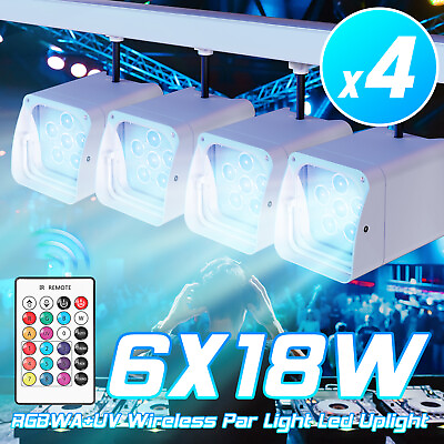 #ad 108W RGBWAUV Battery LED Powered Wireless Par DMX APP DJ Uplighting Wash Light $269.99