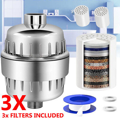 #ad 20 Stage Shower Head Filter with 3 Replaceable Filter Cartridges for Hard Water $21.99