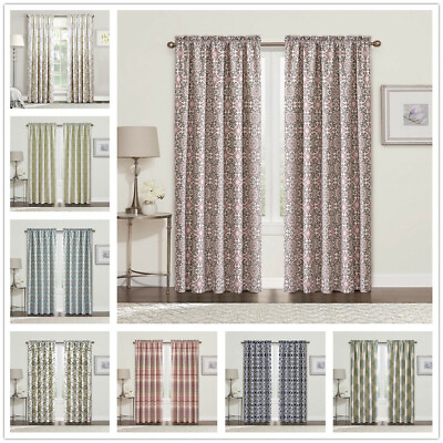 #ad Geometric Floral Printed Curtains for Bedroom Drapes Vintage Curtain Panels 2x $23.99