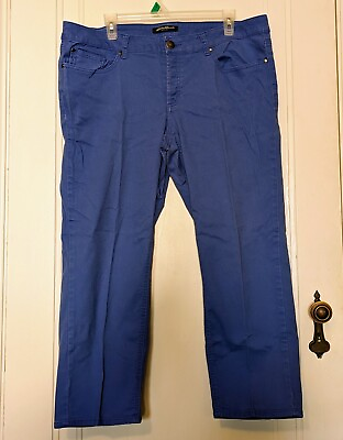 #ad Eddie Bauer Women#x27;s Bright Blue Colorful Solid Denim Capri Jeans Size: 14 32 $13.99