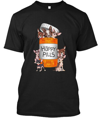 #ad Happy Pills Chihuahua Dog T shirt Made In USA S To 5XL Crew Neck For Men Women $22.99