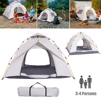 #ad 3 4 People Waterproof Automatic Outdoor Instant Pop Up Camping Tent UV Protect $54.99