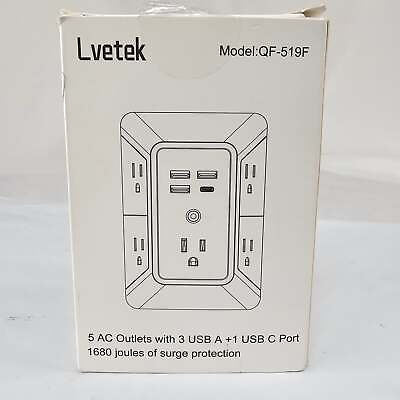 #ad 4 in 1 5 AC Outlets Surge Protection Lvetek QF 519F $13.99