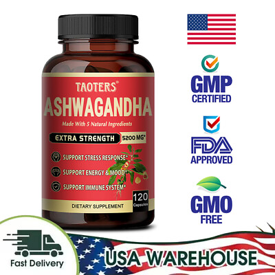#ad Ashwagandha Capsules Maximum Strength 5200 Mg Stress Anxiety Immunity $12.49
