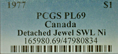 #ad WINTER SALE 1977 PCGS PL69 Canada DETACHED JEWEL SWL NI $1 KM#120 $52.50