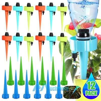 #ad 12XPlant Self Watering Automatic Drip Spikes Gardening Irrigation Waterer Stakes $13.81