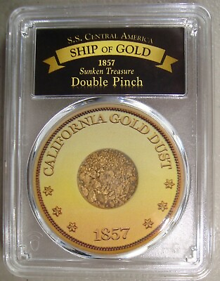 #ad 1857 S.S. Central America Shipwreck Double Pinch of California Gold Dust PCGS $178.00