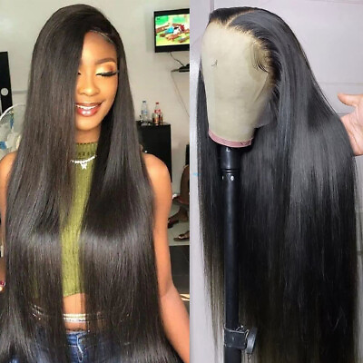 #ad 30inch Lace Front Wig Human Hair Straight 13*4 Lace Frontal Wigs for Women 10A $130.39