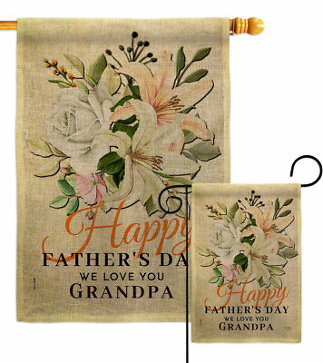 #ad Father Grandpa Burlap Garden Flag Family Day Small Gift Yard House Banner $85.95