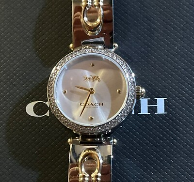 #ad Coach Park Watch With 30mm Silver Face amp; Silver amp; Golden Bangle Bracelet $137.00