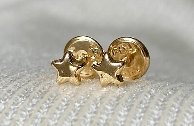 #ad 18k solid real gold earrings: Star earrings • screw back $90.00